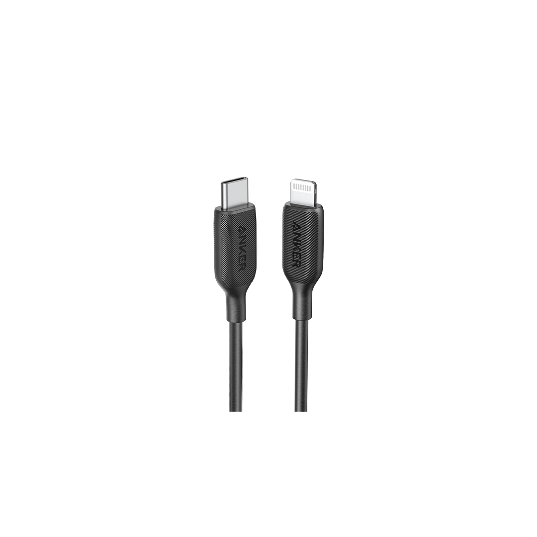 أنكر 322 كابل USB-C إلى Lightning مضفر 6 قدم - أسود أنكر 322 كابل USB-C إلى Lightning مضفر 6 قدم - أسود